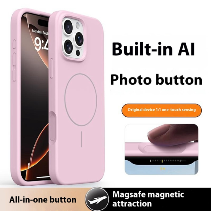 A-One Brand - iPhone 16 Pro Max Mobilskal MagSafe Liquid Silikon Microfiber - Rosa