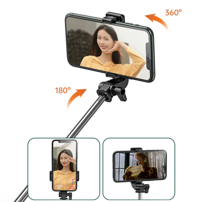 OEM - Selfiestick Teleskopstativ 1m med Telefonhållare - Svart