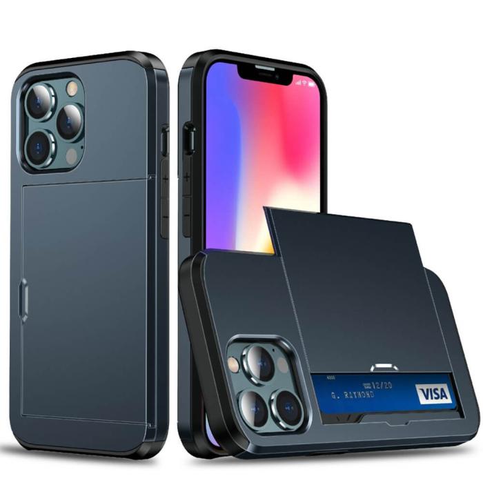 OEM - Hybrid Skal med Kortplats till iPhone 13 Pro Max - Blå