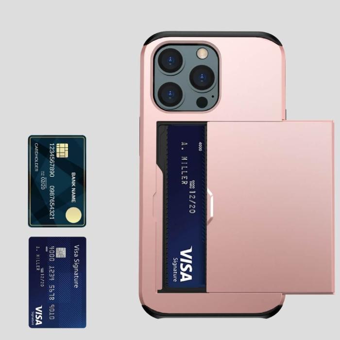 OEM - Hybrid Skal med Kortplats till iPhone 13 Pro Max - Roséguld