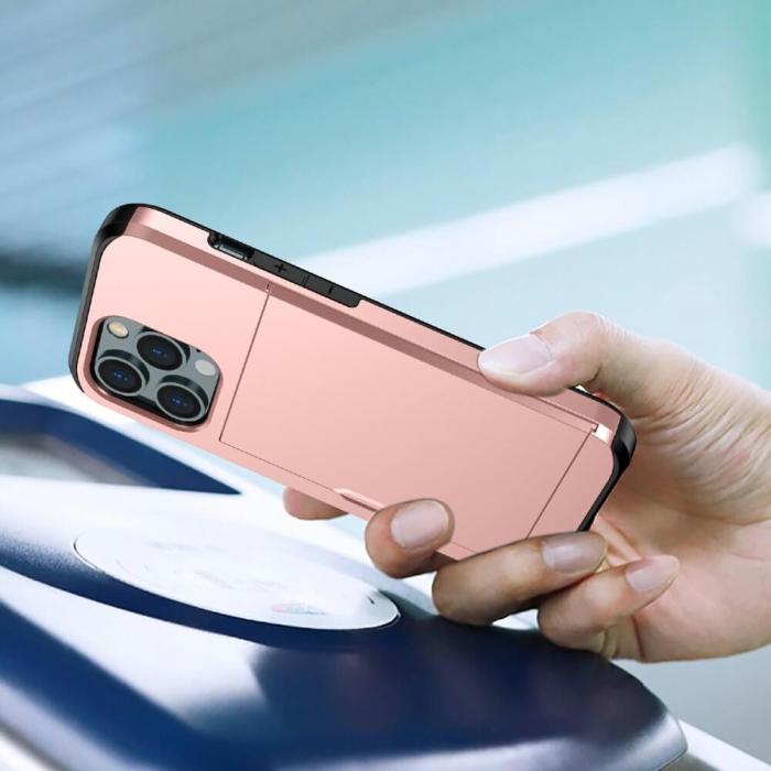 OEM - Hybrid Skal med Kortplats till iPhone 13 Pro Max - Roséguld