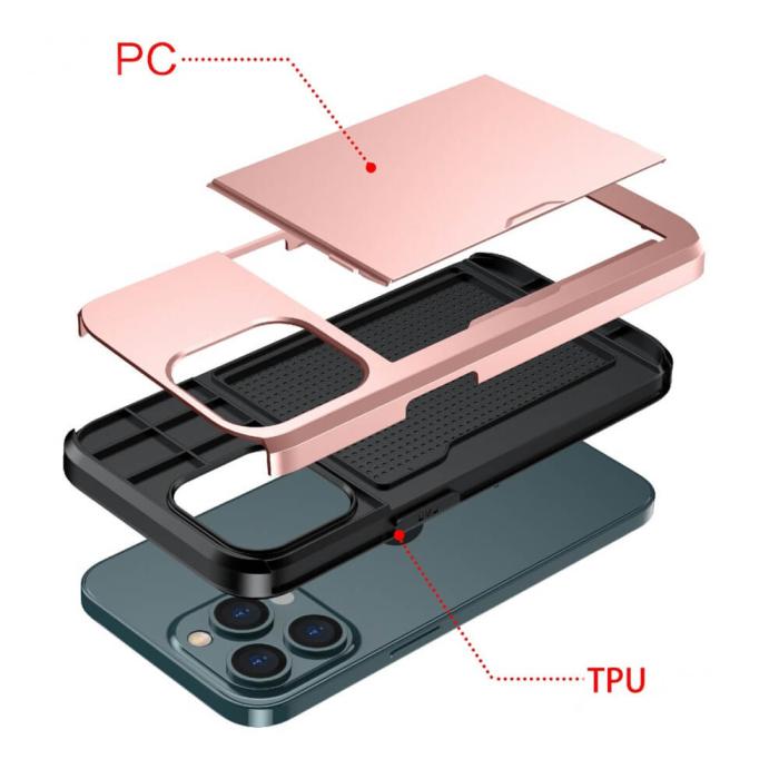 OEM - Hybrid Skal med Kortplats till iPhone 13 Pro Max - Roséguld
