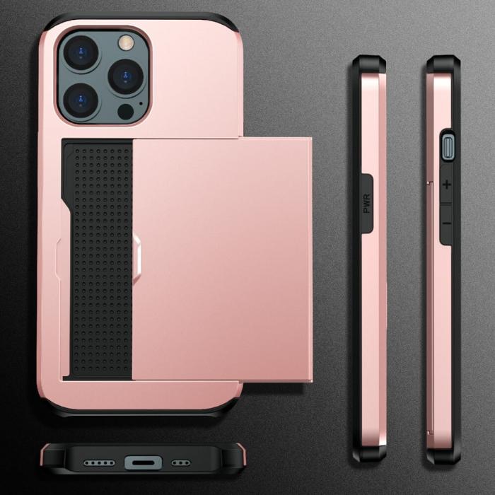 OEM - Hybrid Skal med Kortplats till iPhone 13 Pro Max - Roséguld