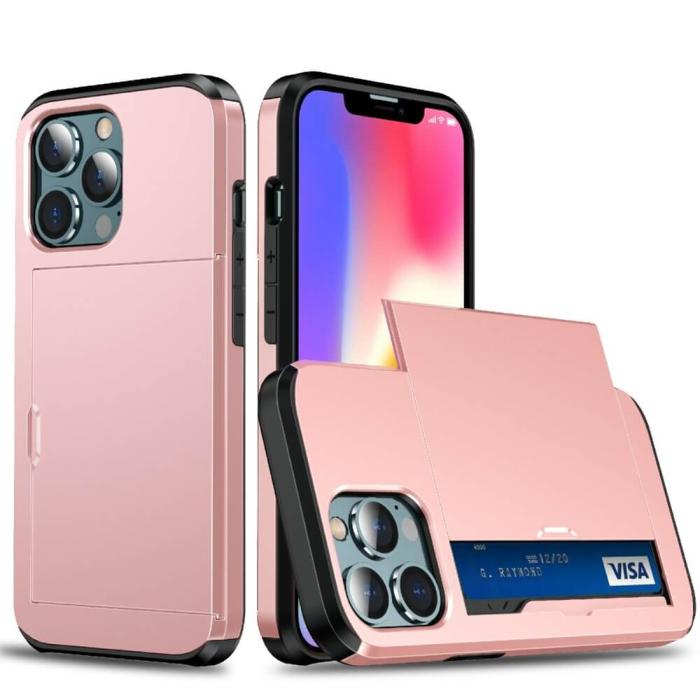 OEM - Hybrid Skal med Kortplats till iPhone 13 Pro Max - Roséguld