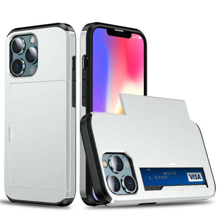 OEM - Hybrid Skal med Kortplats till iPhone 13 Pro Max - Silver