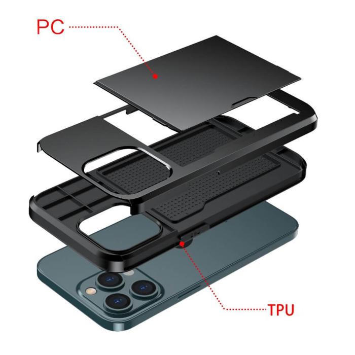 OEM - Hybrid Skal med Kortplats till iPhone 13 Pro Max - Svart