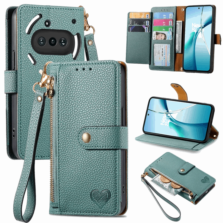 Nothing Phone (3a) Plånboksfodral RFID Zipper med Rem - Grön | 2353 | AlltMobil