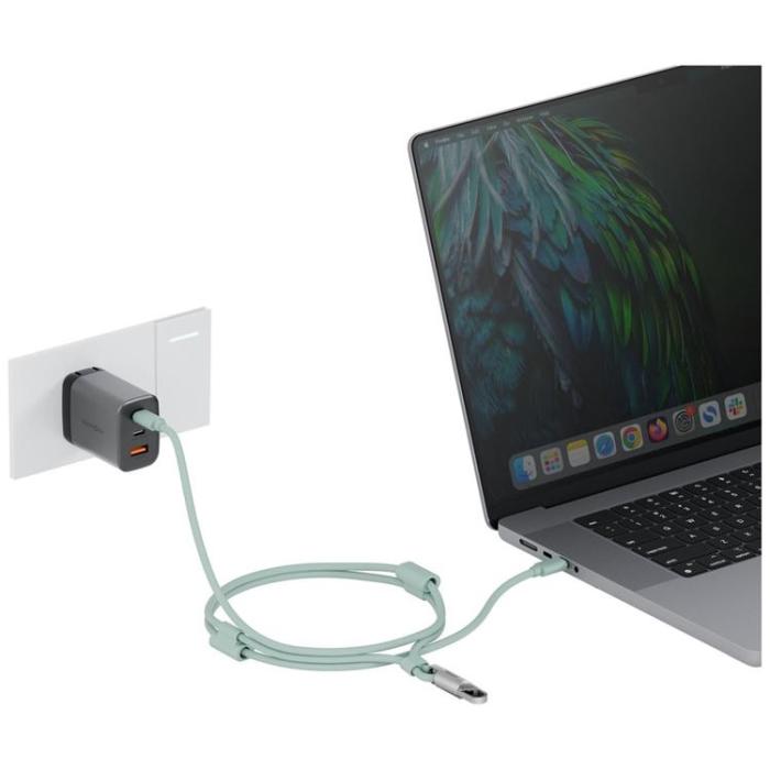 ENERGEA - ENERGEA USB-C till USB-C 240W Kabel 1.5m Lanyard Lasso - Sage