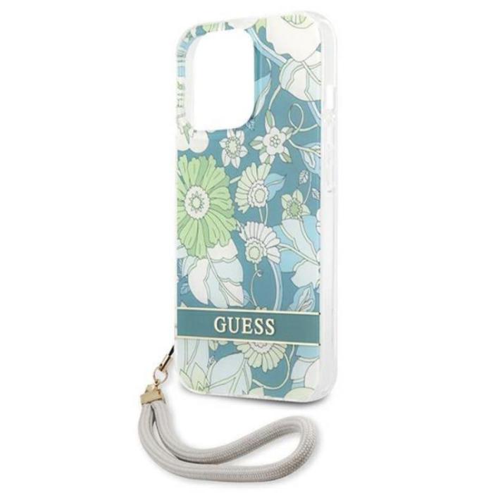 Guess - Guess iPhone 13 Pro Skal Flower Strap - Grön