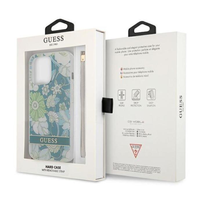 Guess - Guess iPhone 13 Pro Skal Flower Strap - Grön