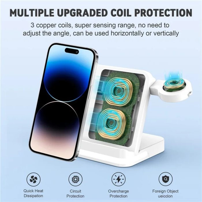 OEM - 3in1 Trådlös Laddare Samsung Galaxy, Buds, Watch B26 - Svart