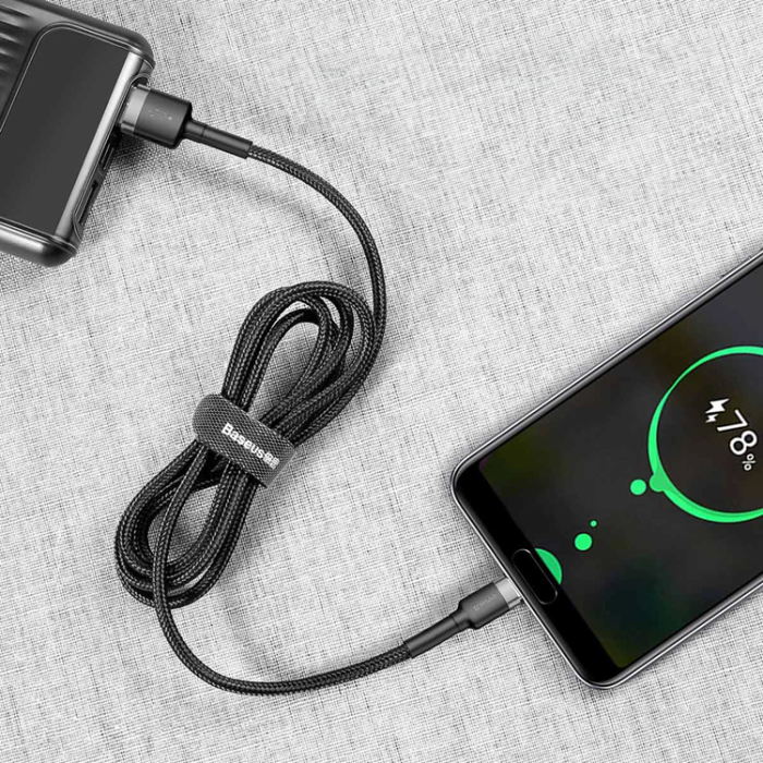 BASEUS - Baseus USB-C till USB-A kabel Cafule QC 3.0 3A 0.5m - Svart/Grå