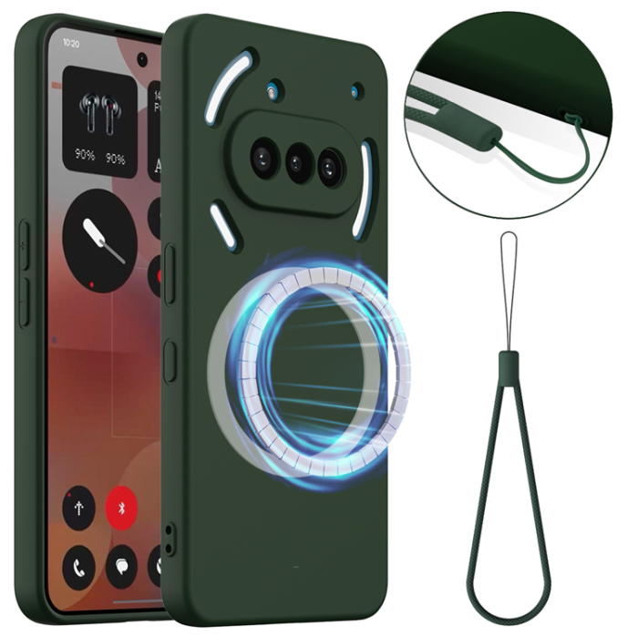 A-One Brand - Nothing Phone (3a) Mobilskal MagSafe Liquid Silikon - Mörkgrön