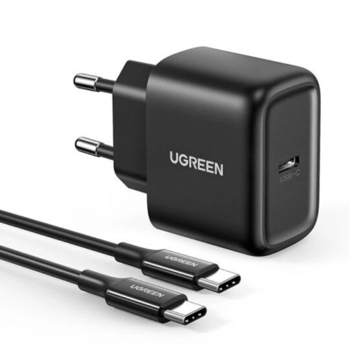 Ugreen - Ugreen Väggladdare 25W PD med Typ-C Kabel 2m - Svart