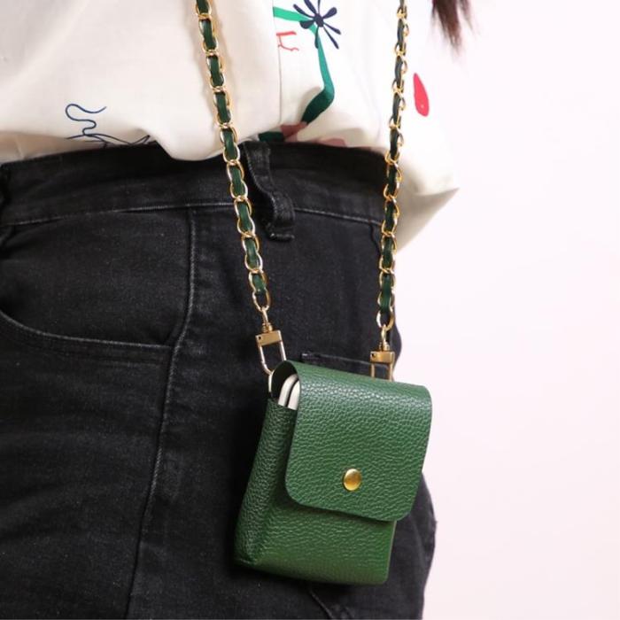 UTGATT1 - Galaxy Z Flip 4/Z Flip 3 Halsbandsfodral Crossbody - Grön