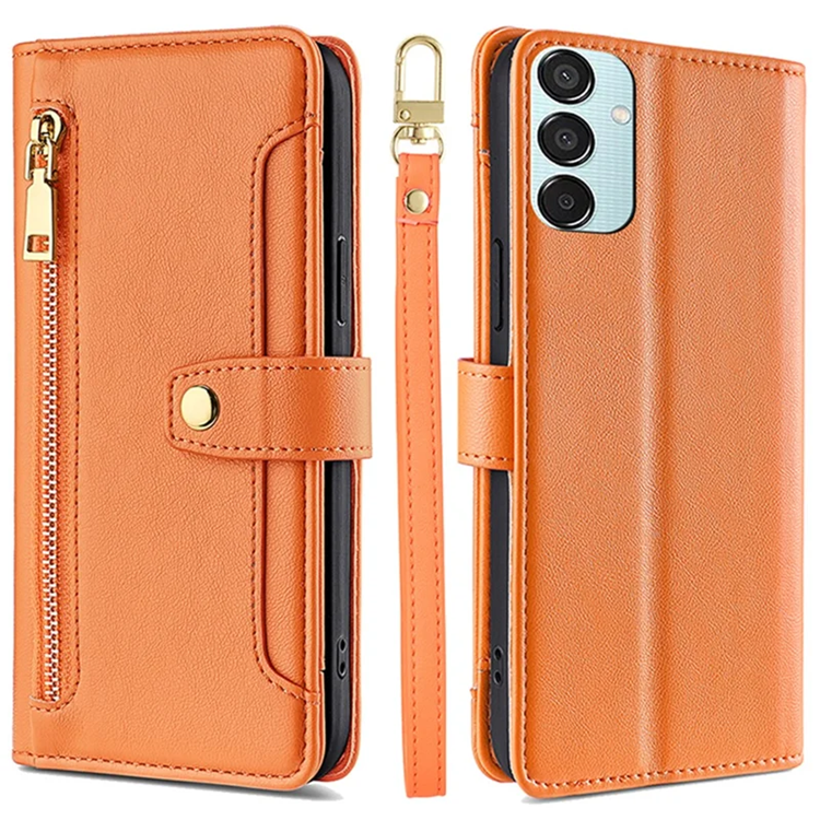 Galaxy M15 5G Konstläder Plånboksfodral med 2 Rem - Orange (Orange) | 2353 | AlltMobil