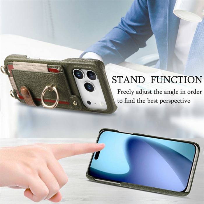 A-One Brand - iPhone 17 Pro Max Mobilskal med Korthållare Ring Kickstand