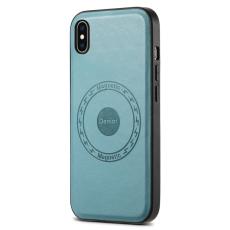 DENIOR - DENIOR iPhone XS Max Fodral Magnetiskt KonstL&auml;der Bl&aring;
