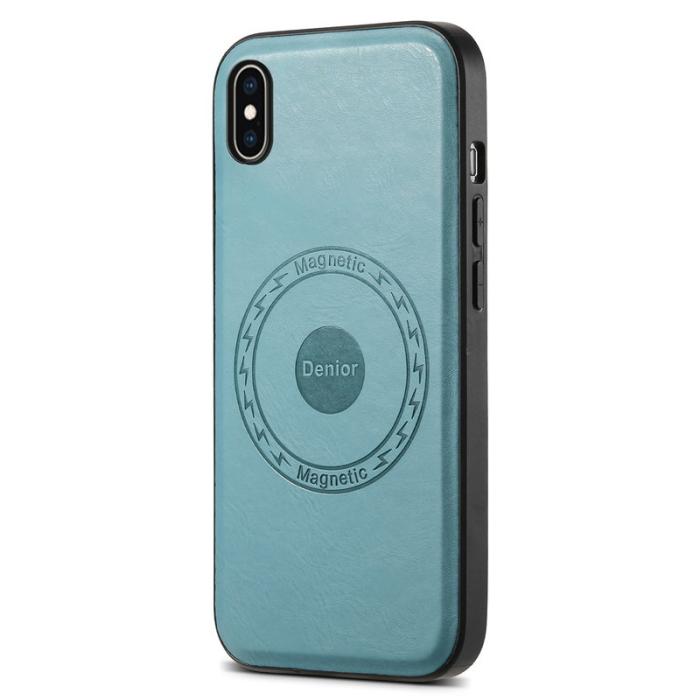 DENIOR - DENIOR iPhone XS Max Fodral Magnetiskt KonstLäder Blå