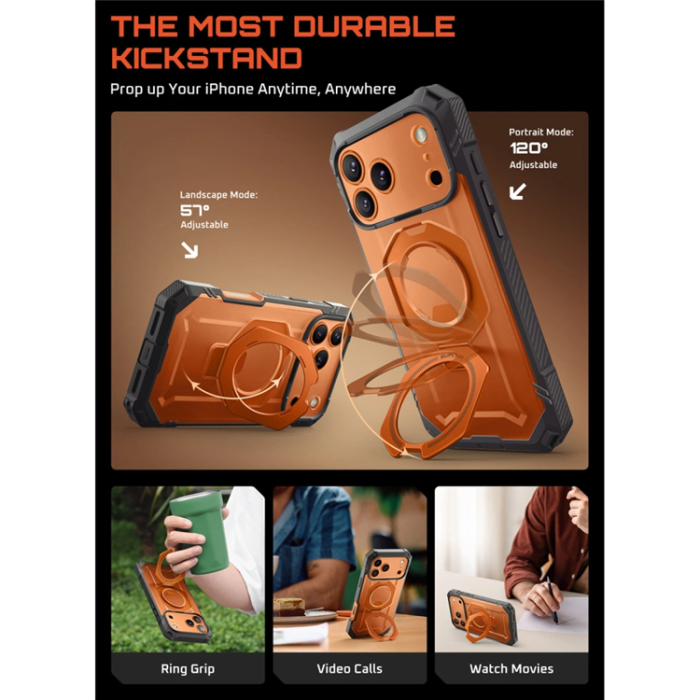 SupCase - Supcase iPhone 17 Pro Mobilskal Magsafe UB Grip Pro - Clear/Coral