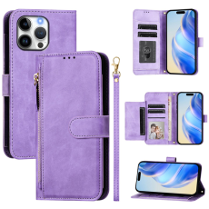 A-One Brand - iPhone 16 Pro Max Plånboksfodral Zipper Pocket Läder - Lila