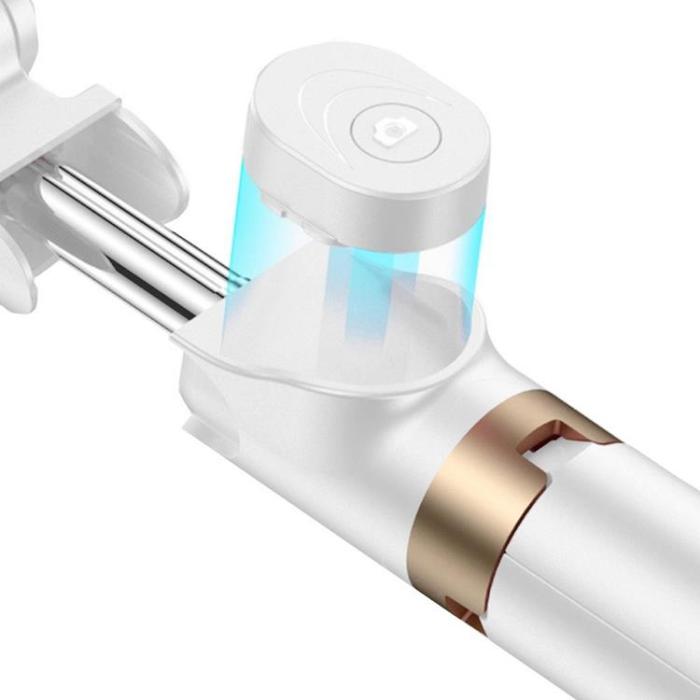 OEM - Selfiestick / Tripod fjärrkontroll med LED light - Vit