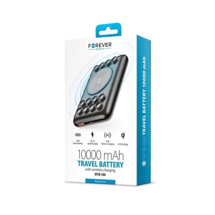 Forever - Forever Trådlös Powerbank 10000 mAh 18W PD QC med Sugkoppar
