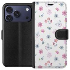 Gustaf - Pl&aring;nboksfodral till Apple iPhone 17 Pro med Blommor och fj&auml;rillar