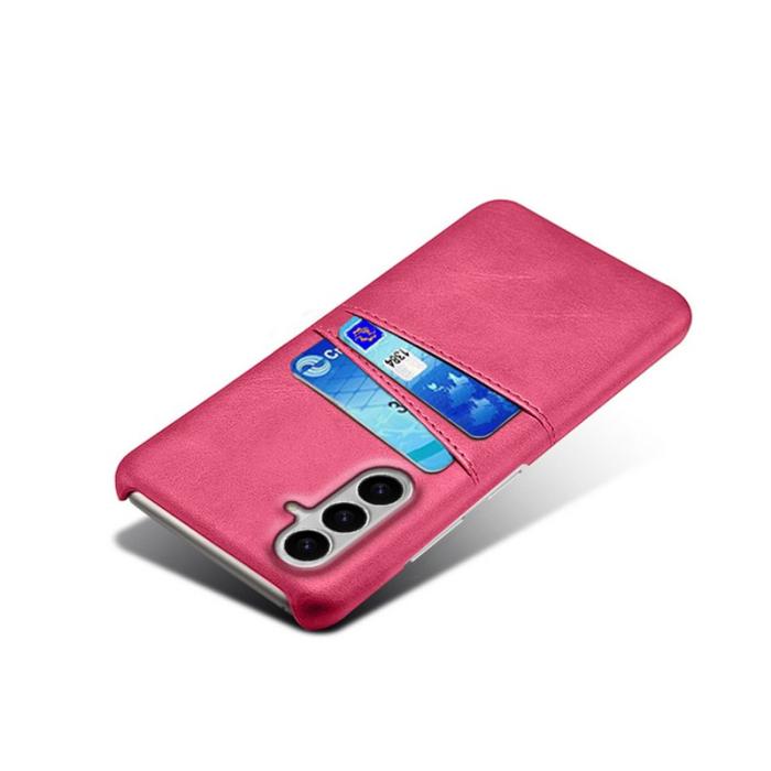 OEM - Mobilfodral för Samsung Galaxy S26 Plus Dubbel kortfack Konstläder + PC - Rosa