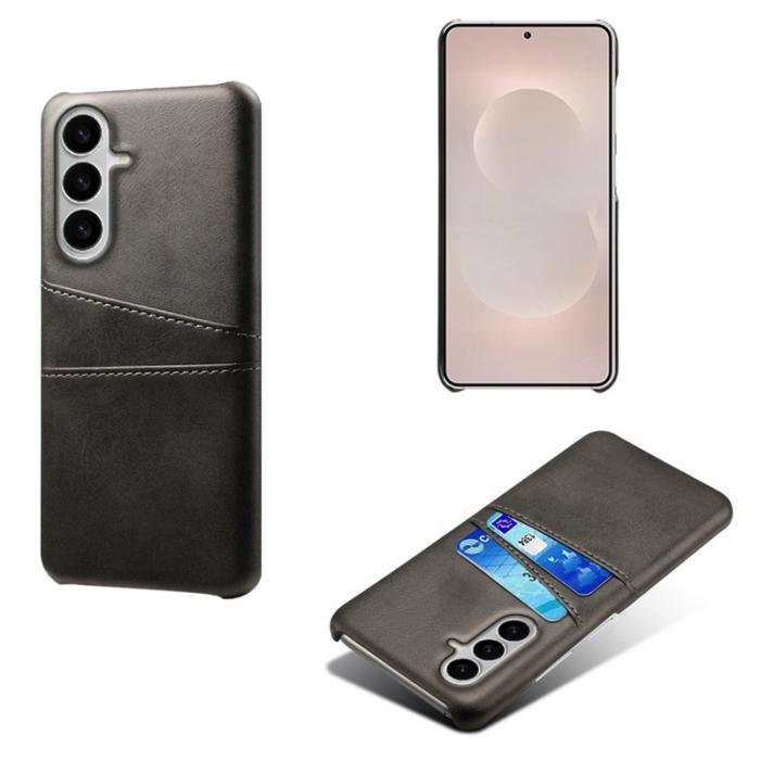 OEM - Mobilfodral för Samsung Galaxy S26 Plus Dubbel kortfack Konstläder + PC - Svart