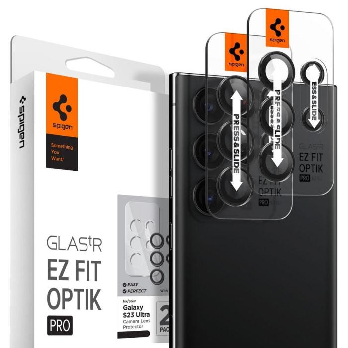 T-Max - Spigen kameraskydd 2-PACK GALAXY S23 ULTRA svart