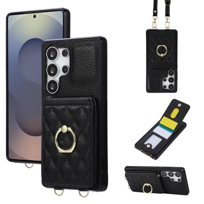 OEM - Mobilskal för Samsung Galaxy S26 Ultra Kickstand Konstläder + TPU - Svart