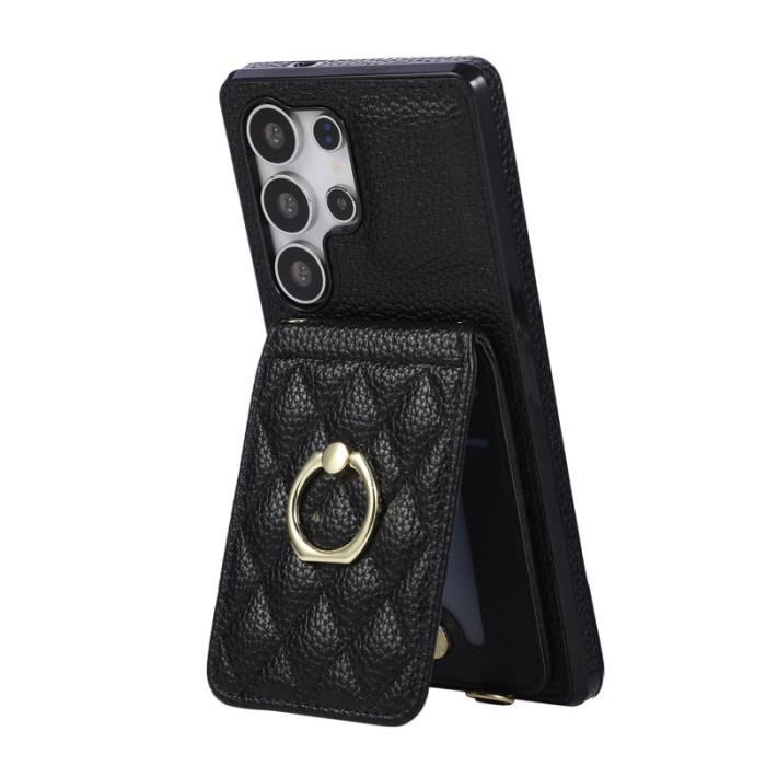 OEM - Mobilskal för Samsung Galaxy S26 Ultra Kickstand Konstläder + TPU - Svart