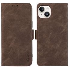 ABEEL - ABEEL iPhone 14 Pl&aring;nboksfodral Konstl&auml;der St&ouml;tskydd Magnetisk St&auml;ngning - Brun