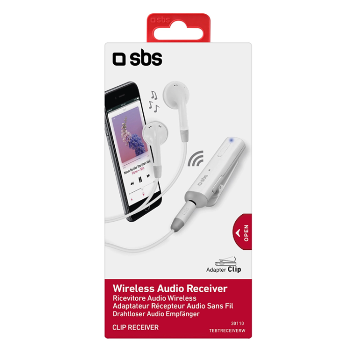 SBS - SBS Stereo-Hörlurar med Bluetooth Adapter Trådlös Mottagare - Vit