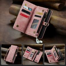 Caseme - CASEME 008 Series Samsung Galaxy S21+ Konstl&auml;der Pl&aring;nboksfodral 2-i-1 Rosa