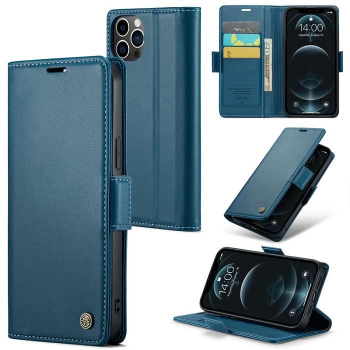 Caseme - CASEME Plånboksfodral Konstläder för iPhone 12 Pro Max - Blå