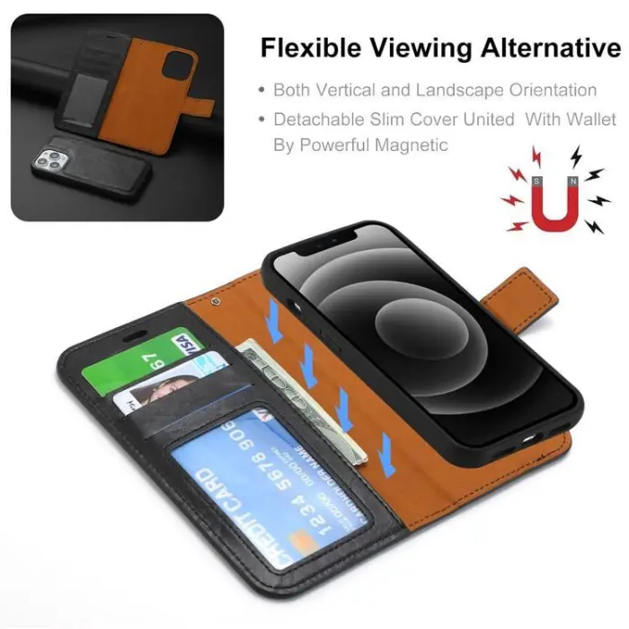 OEM - iPhone 15 Pro Plånboksfodral 2-in-1 Detachable - Röd