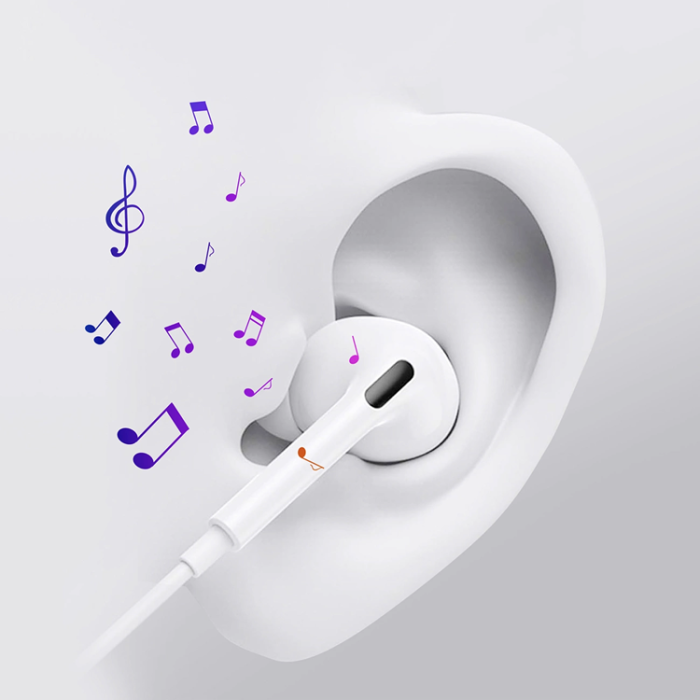 Choetech - Choetech In-Ear Hörlurar USB-C 1.2m - Vit