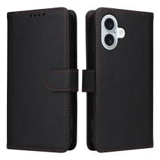 BETOPNICE - BETOPNICE iPhone 16 Plus Pl&aring;nboksfodral - Avtagbart Konstl&auml;der - Svart