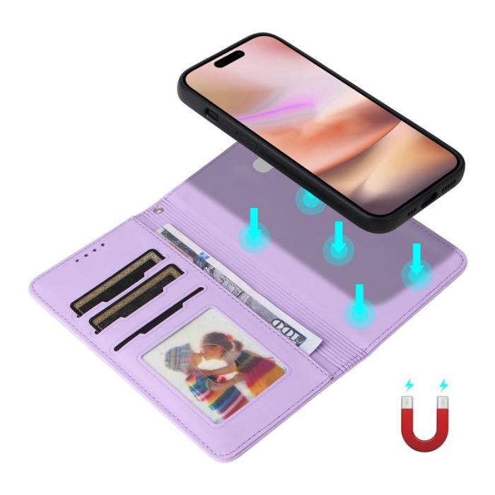 BETOPNICE - BETOPNICE iPhone 16 Plus Plånboksfodral - Avtagbart Konstläder - Lila