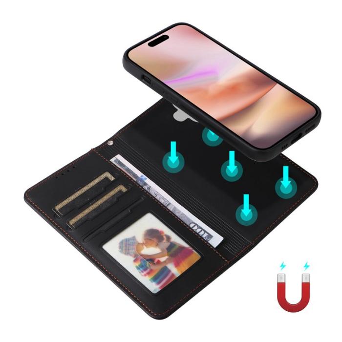 BETOPNICE - BETOPNICE iPhone 16 Plus Plånboksfodral - Avtagbart Konstläder - Svart
