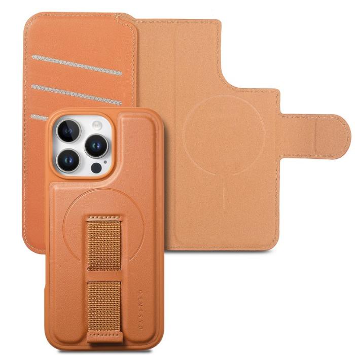 CASENEO - CASENEO iPhone 16 Pro Plånboksfodral RFID Blocking Konstläder - Brun