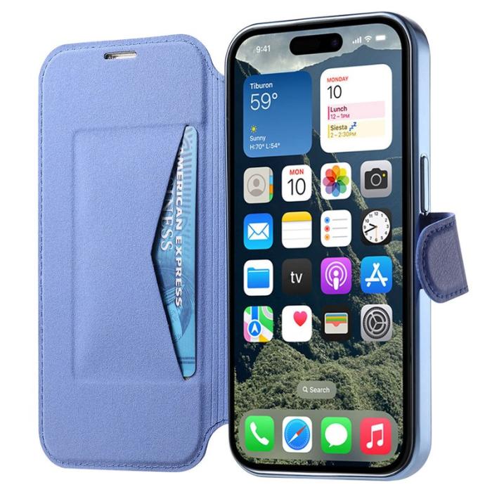 CASENEO - CASENEO iPhone 16 Pro Fodral - TPU Inner Shell KonstLäder - Blå