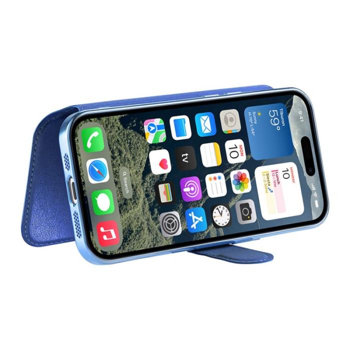 CASENEO - CASENEO iPhone 16 Pro Fodral - TPU Inner Shell KonstLäder - Blå