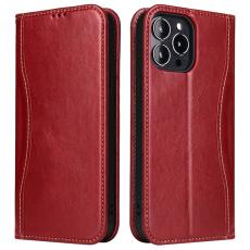 FIERRE SHANN - FIERRE SHANN iPhone 14 Pro Max Pl&aring;nboksfodral &Auml;kta l&auml;der - R&ouml;d