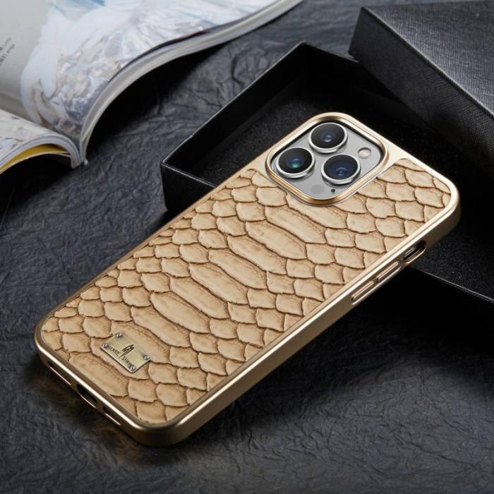 FIERRE SHANN - FIERRE SHANN iPhone 14 Pro Max Fodral KonstLäder - Gul