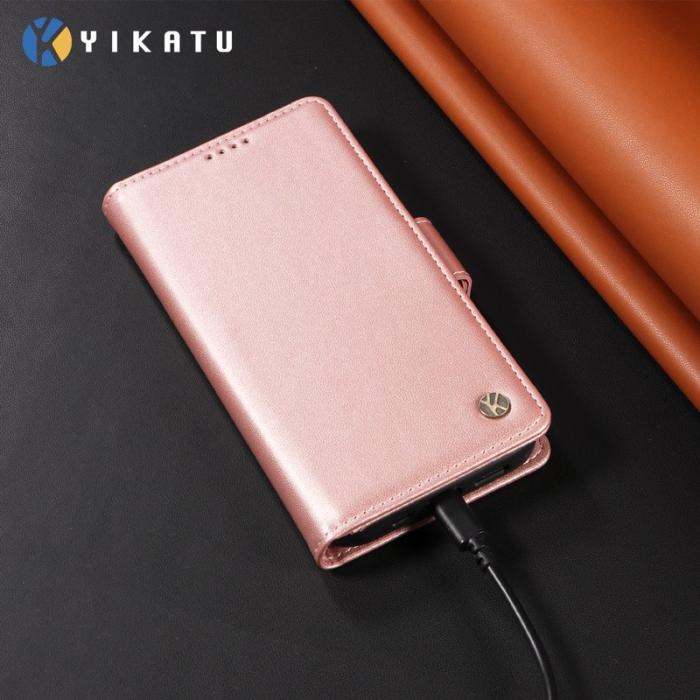 YIKATU - YIKATU Samsung Galaxy S26 Plus Plånboksfodral Konstläder Ställfunktion Roséguld