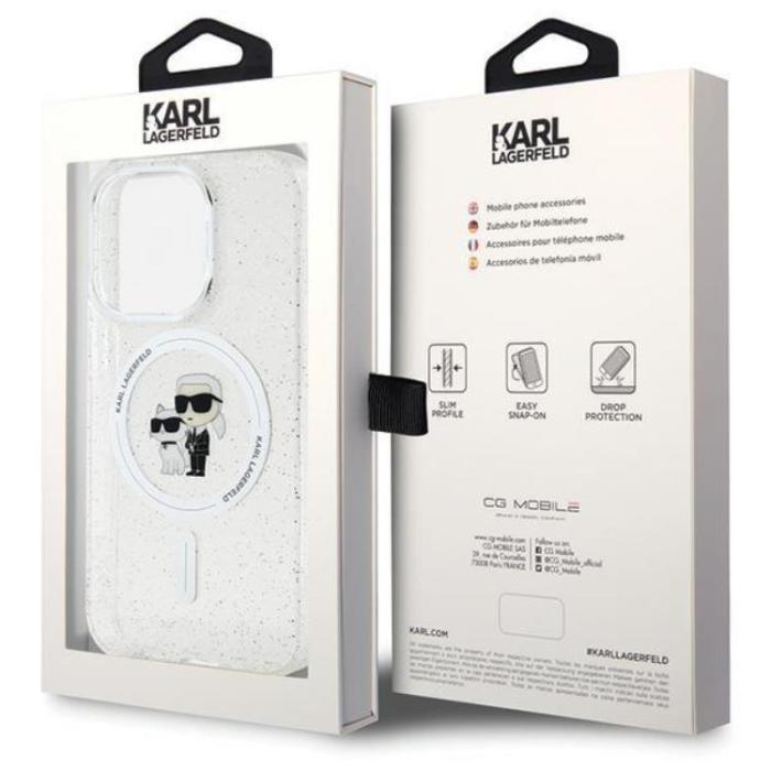 KARL LAGERFELD - KARL LAGERFELD iPhone 14 Pro Max Mobilskal Magsafe Glitter - Clear