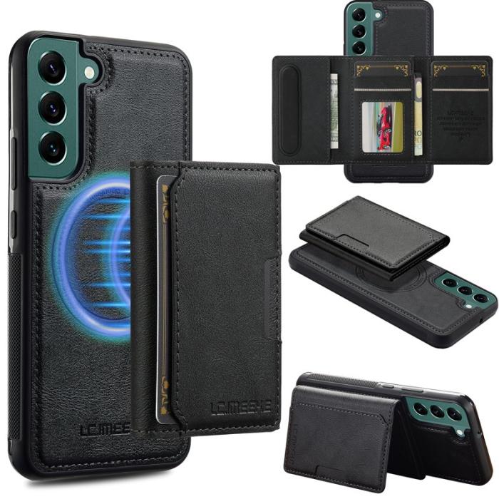 LC.imeeke - LC.IMEEKE L5 för Samsung Galaxy S21 FE 5G Fodral KonstLäder - Svart